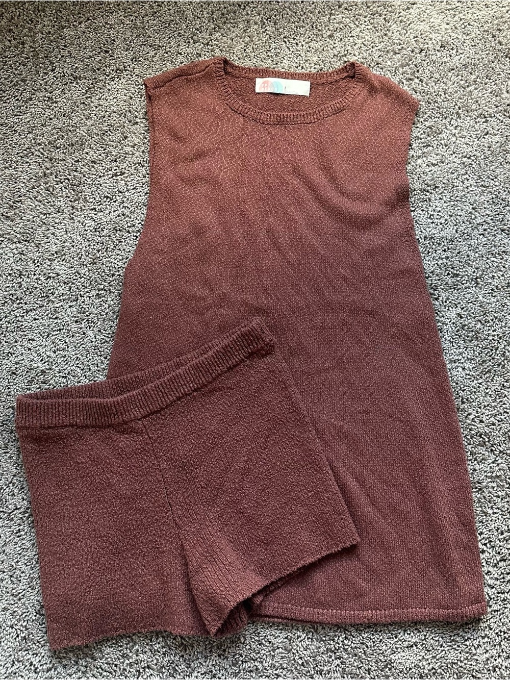 Free People Beach Brown Knit Tank and Shorts Miranda Set